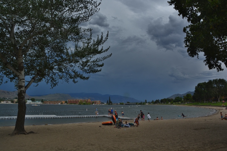 beach with stormy skies